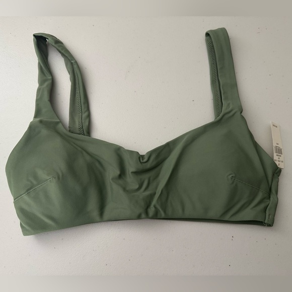 Aerie Scoop Neck Bikini Top Size Small Olive Green - Picture 1 of 7